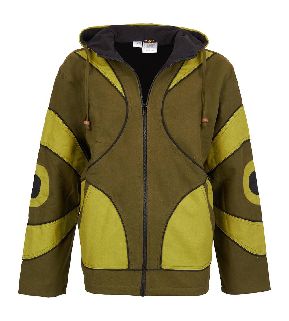 Kunst Und Magie Kunst und Magie Goa Canvas Baumwolljacke für Herren mit Fleecefutter Kostenlose Rückgabe