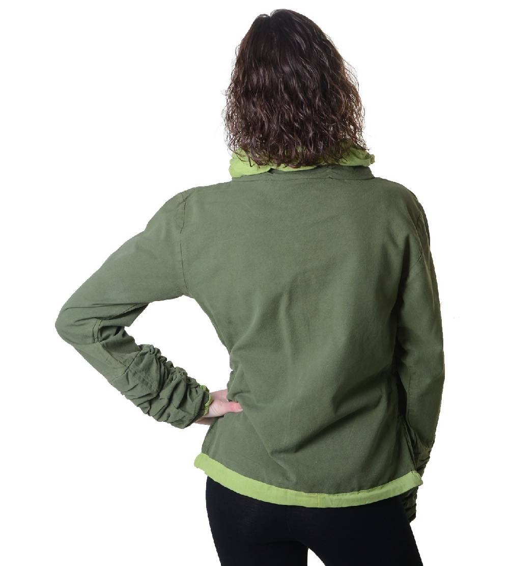 Kunst Und Magie Damen Sweatjacke aus Baumwolle im ausgefallenen Rüschen-Look mit Reißverschluss Zeitbegrenzte Promotion