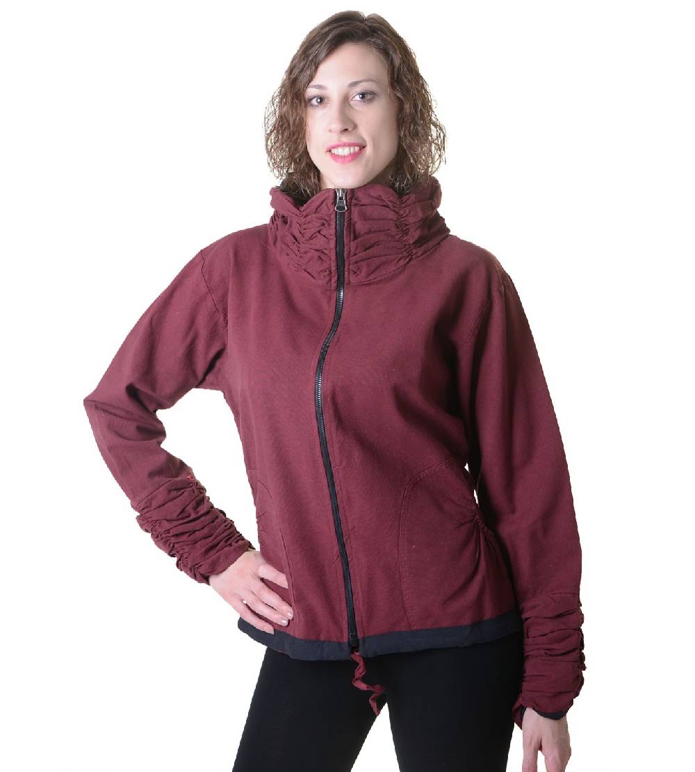Kunst Und Magie Damen Sweatjacke aus Baumwolle im ausgefallenen Rüschen-Look mit Reißverschluss Zeitbegrenzte Promotion