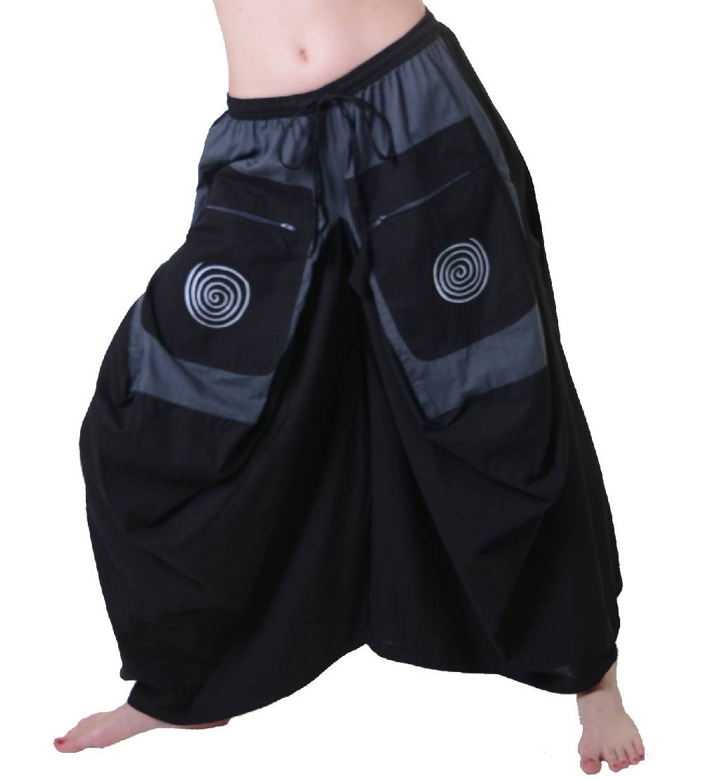 Kunst Und Magie Hippie Hosenrock mit Spiralmuster-Stickerei - Butterfly Schlaghose Goa Psy Bis zu 65% Rabatt