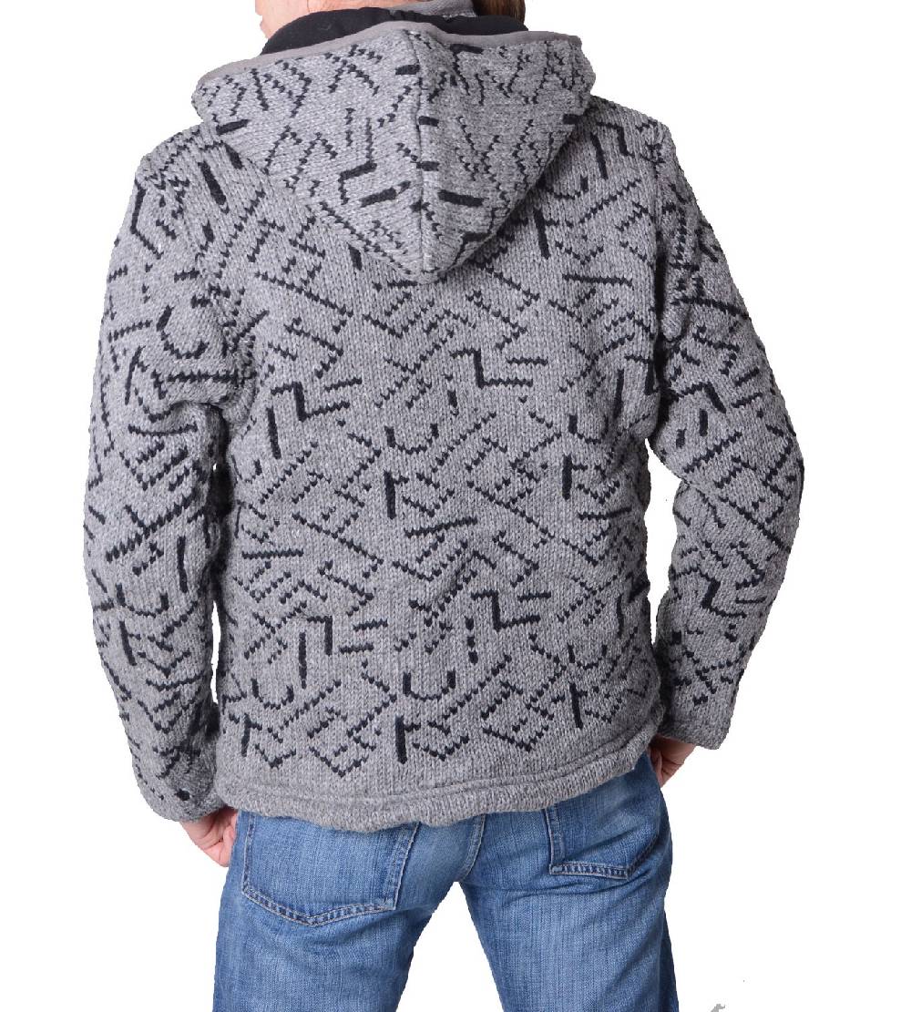 Kunst Und Magie Herren Strickjacke Wolljacke mit Fleecefutter und abnehmbarer Kapuze und Muster Riesige Rabatte