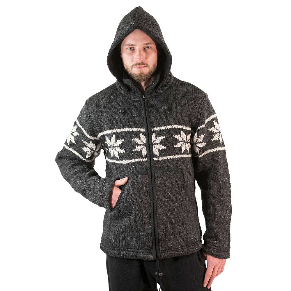 Kunst Und Magie Snowboard Strickjacke Nordisch Wolljacke mit Fleecefutter und abnehmbarer Kapuze Clearance-Verkauf