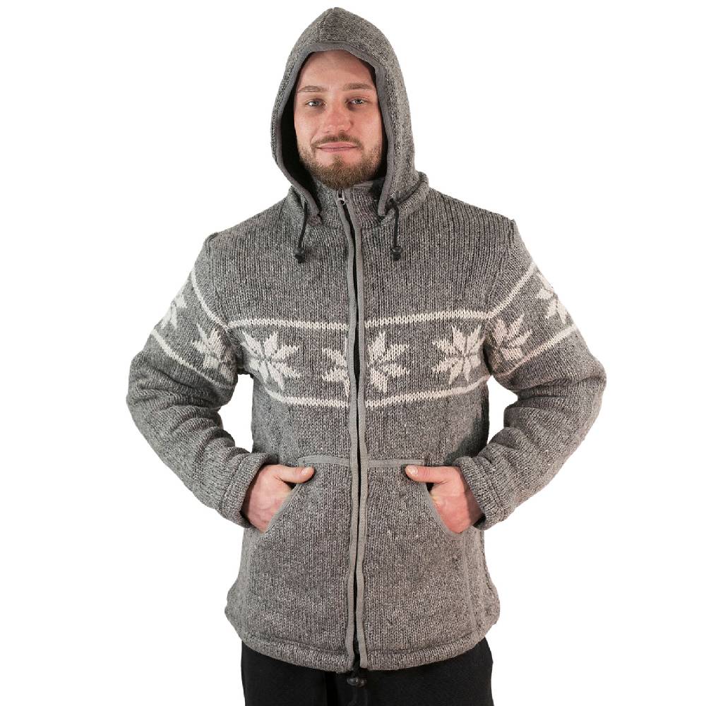 Kunst Und Magie Snowboard Strickjacke Nordisch Wolljacke mit Fleecefutter und abnehmbarer Kapuze Clearance-Verkauf