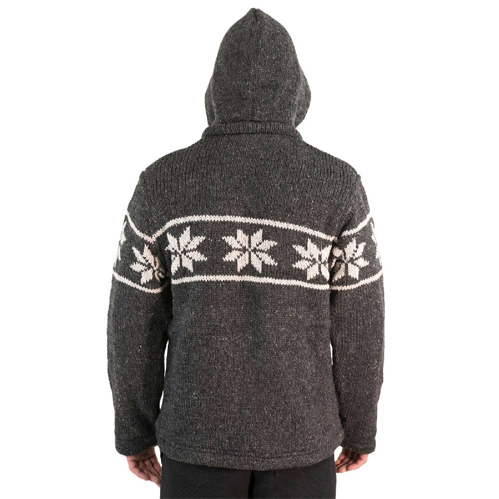 Kunst Und Magie Snowboard Strickjacke Nordisch Wolljacke mit Fleecefutter und abnehmbarer Kapuze Clearance-Verkauf