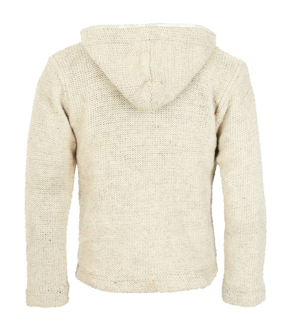 Kunst Und Magie Nepal Strickjacke Pullover Wolle mit Fleecefutter und Kapuze Baja Hippie Kostenloser Versand international