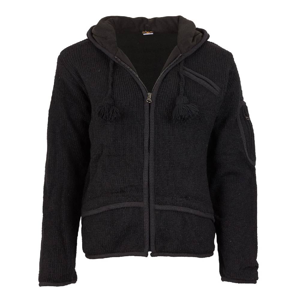 Kunst Und Magie Herren Strickjacke Wolljacke mit Fleecefutter und langer Zipfelkapuze Fabrikladen