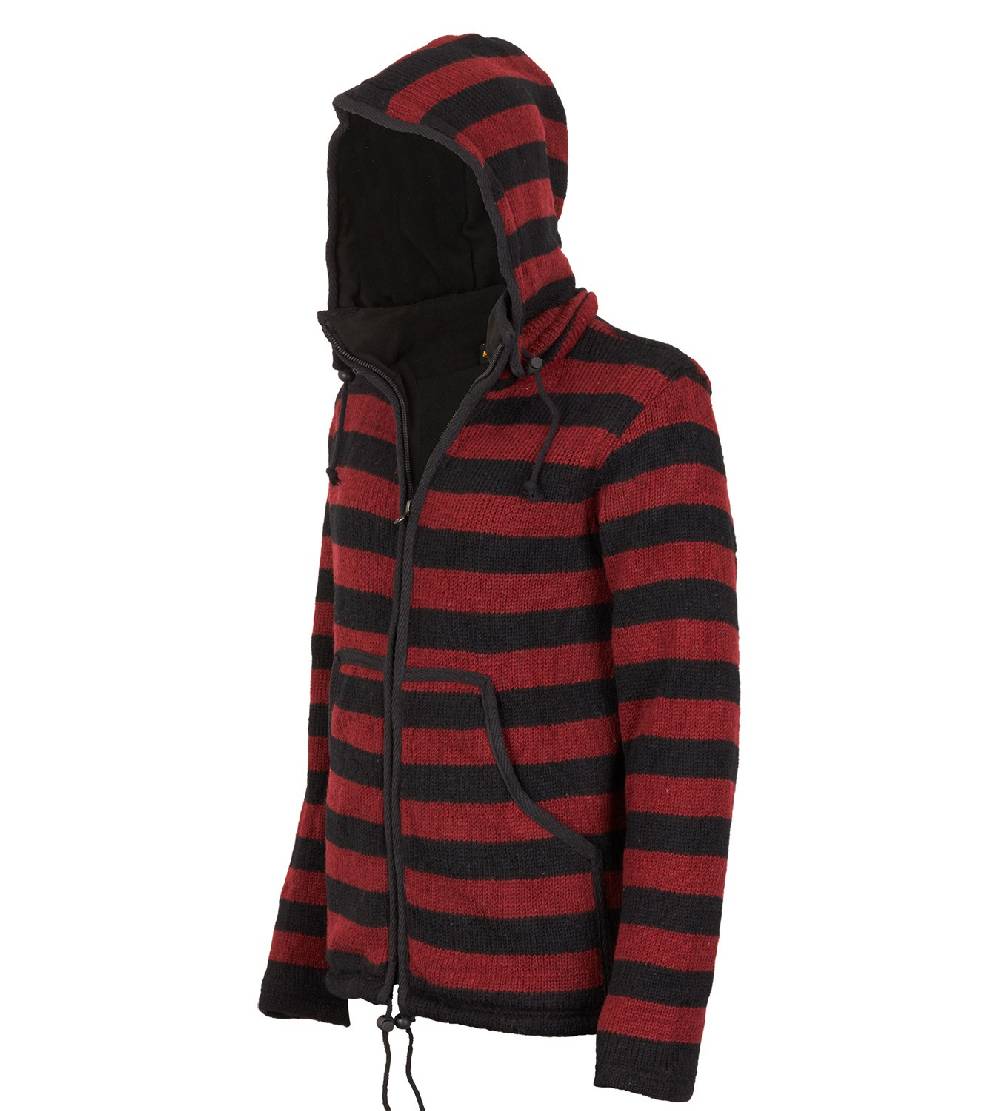 Kunst Und Magie Warme Strickjacke aus Wolle Jacke mit Fleecefutter und abnehmbarer Kapuze Begrenzt auf 3 Tage