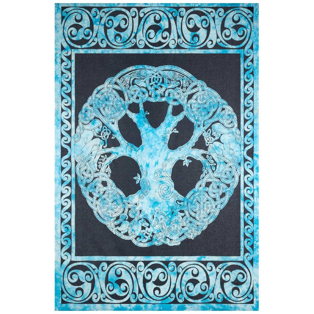 Kunst Und Magie Dekotuch Tagesdecke Wandbehang Celtic Lebensbaum Ygdrasül Tuch Keltisch Blau ca.210x145cm Hotsell