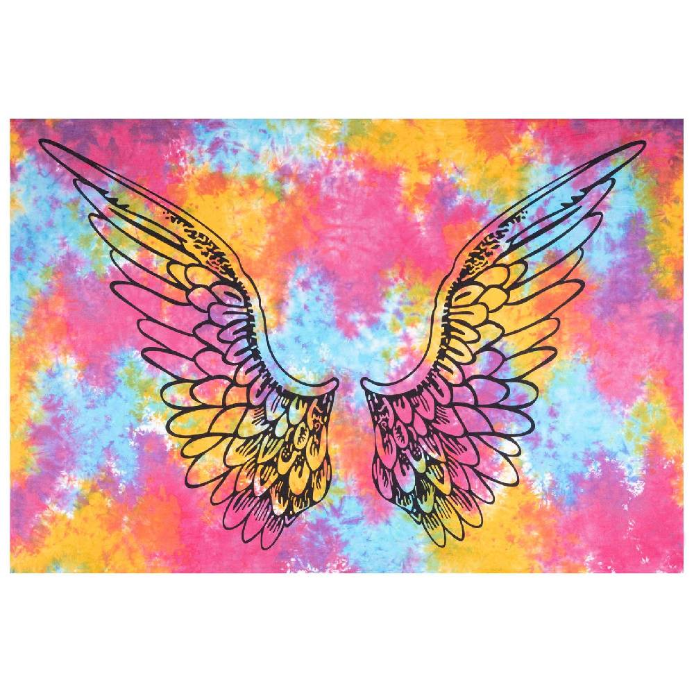 Kunst Und Magie Tagesdecke Wandbehang Bunt Deko Tuch Engelflügel Goa Hippie ca.200 x 140cm Kostenloser Versand