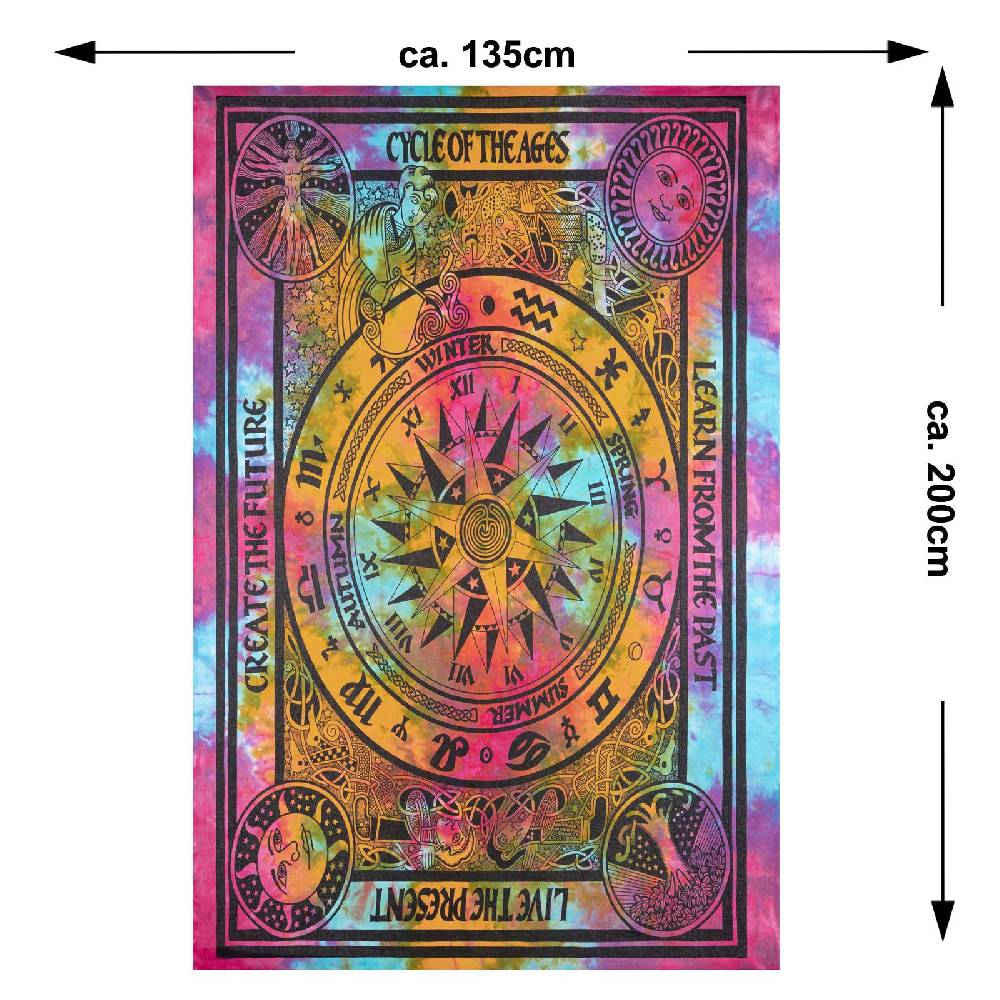 Kunst Und Magie Astrologie Tagesdecke Wandbehang Bunt Deko TuchCycle of the Ages .200x135cm Limitierter Zeitrabatt