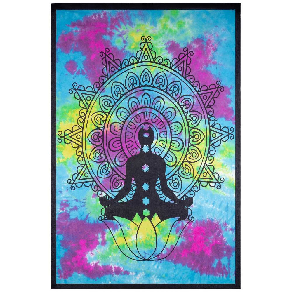 Kunst Und Magie Kunst und Magie Tagesdecke Wandbehang Bunt Deko Tuch Buddha Chackra Meditation ca.200x135cm Fabrikpreis