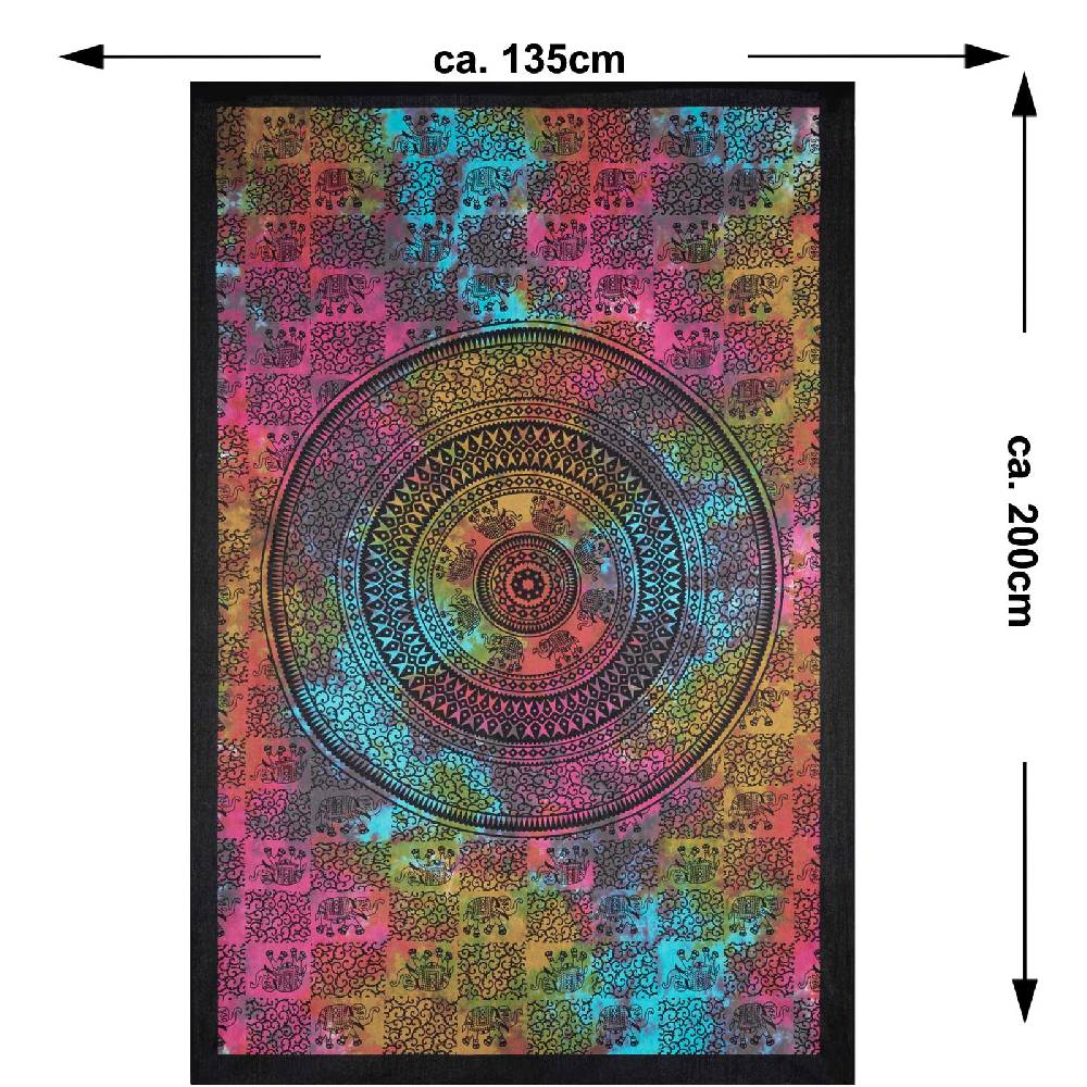 Kunst Und Magie Kunst und Magie Tagesdecke Wandbehang Deko Tuch Elefant Mandala ca 135 x 200cm Sonderangebot