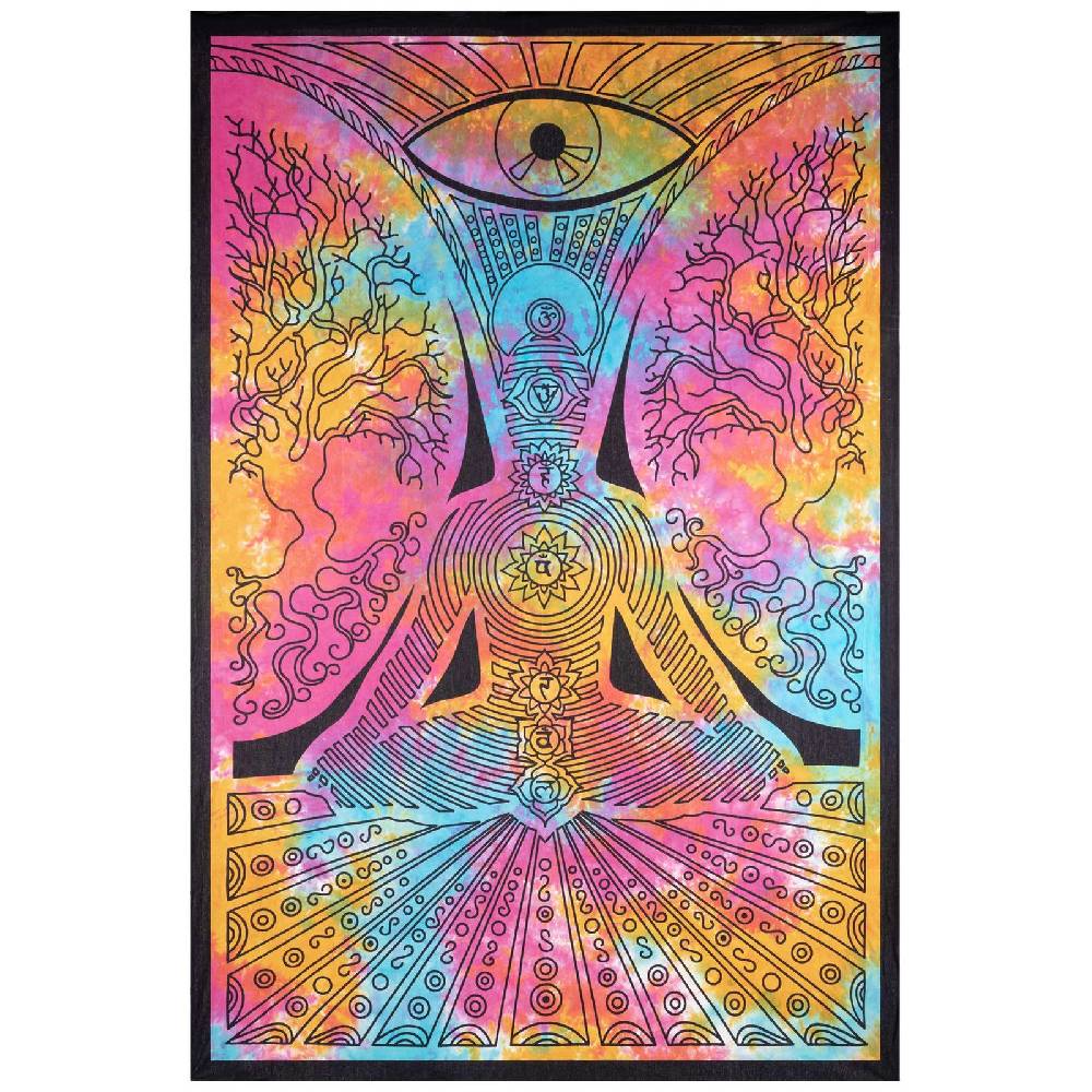 Kunst Und Magie Kunst und Magie Tagesdecke Wandbehang Bunt Deko Tuch Buddha Chackra Meditation ca.200x135cm Rabatt