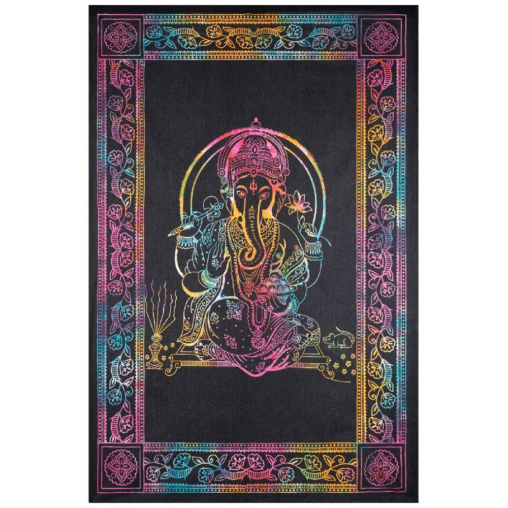 Kunst Und Magie UV Tuch Ganesha Tagesdecke Wandbehang Deko Meditation UV Schwarzlicht ca. 200 x 135 cm Günstig kaufen
