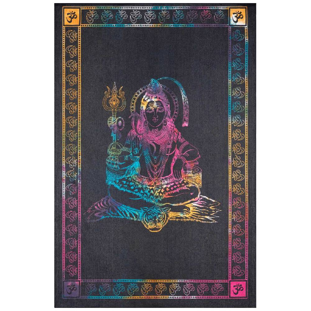 Kunst Und Magie UV Tuch Shiva Tagesdecke Wandbehang Deko Meditation UV Schwarzlicht ca. 200 x 135 cm Versandkostenfrei