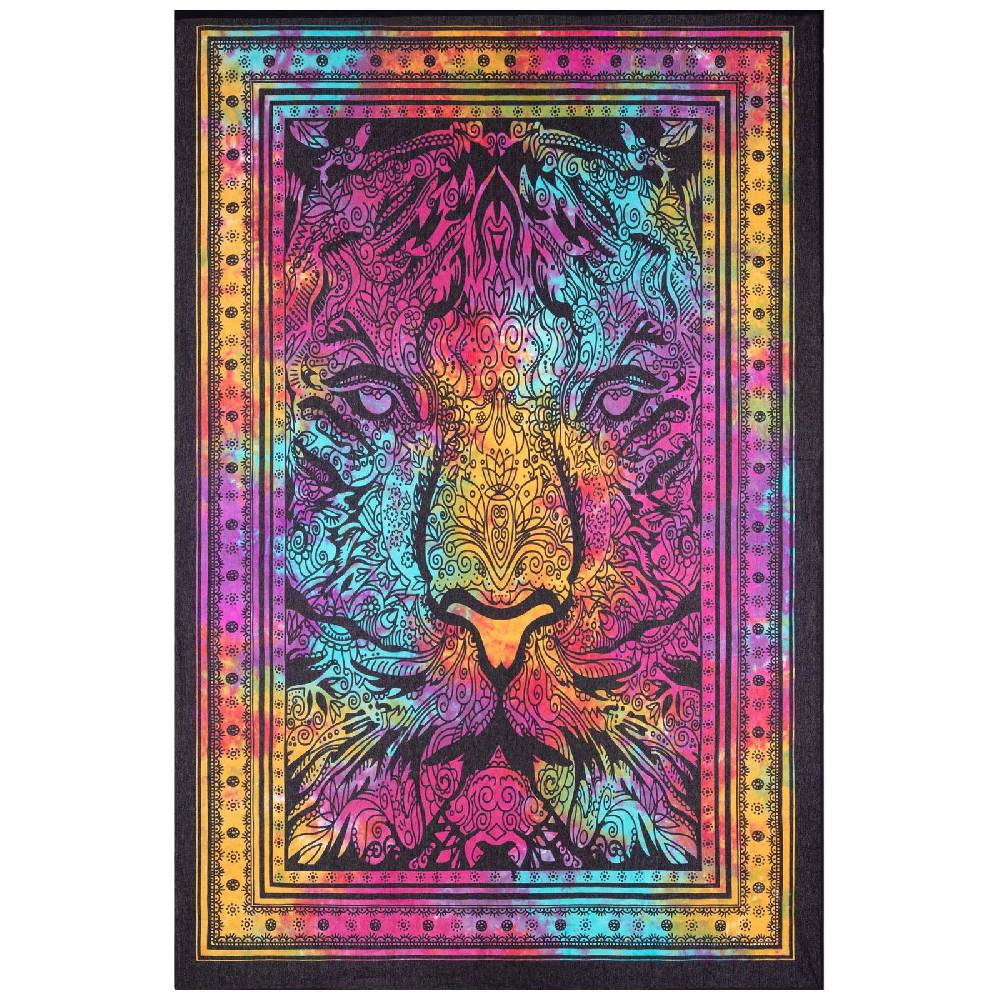 Kunst Und Magie Tagesdecke Wandbehang Bunt Deko Tuch Tiger Goa Hippie ca190 x 140cm Flash Sale
