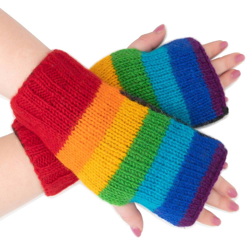 Kunst Und Magie Bunte Armstulpen Stulpen Handwärmer Pulswärmer Handschuhe Wolle Strick Regenbogen Lagerräumung