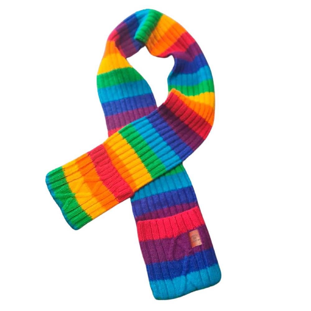 Kunst Und Magie Bunter Wollschal mit Taschen Regenbogen Schal XXL Boho Hippie Goa Rainbow Top Angebot