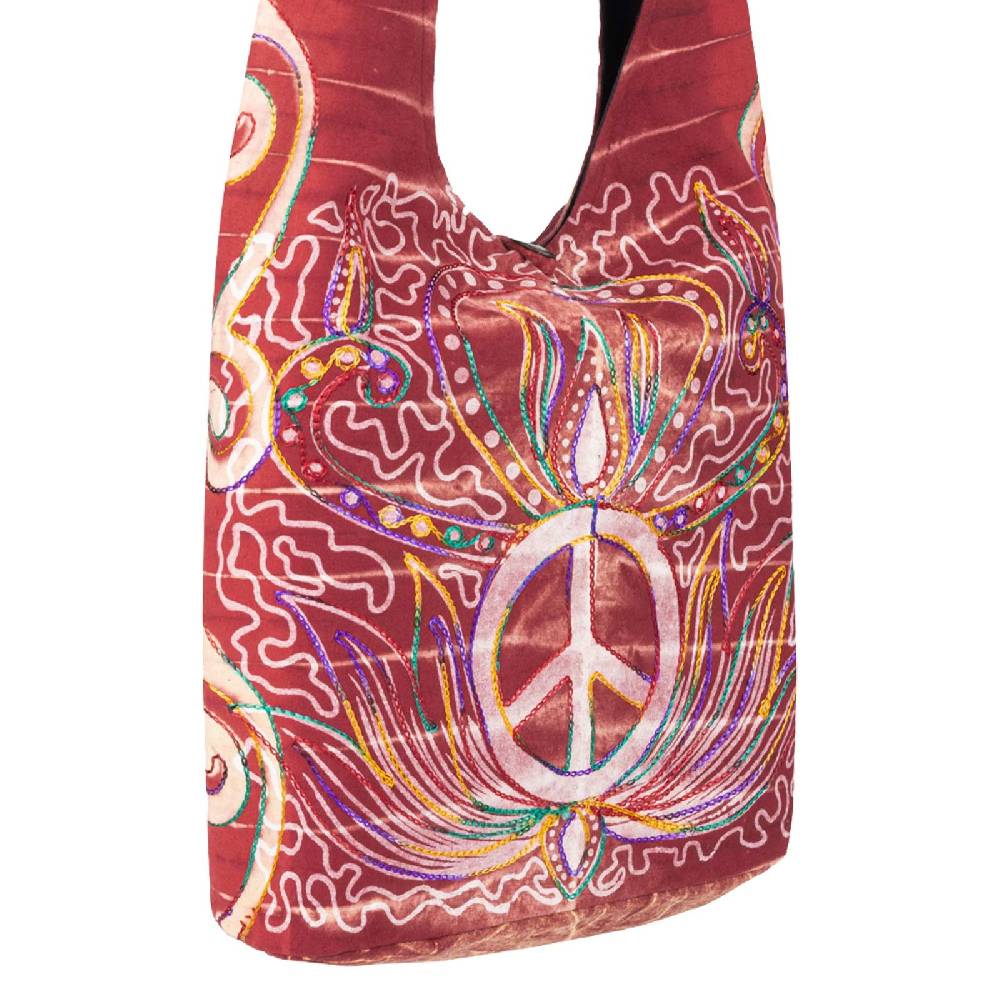 Kunst Und Magie Kunst und Magie Batik Schultertasche Umhängetasche Peace Symbol Rot Neuheiten
