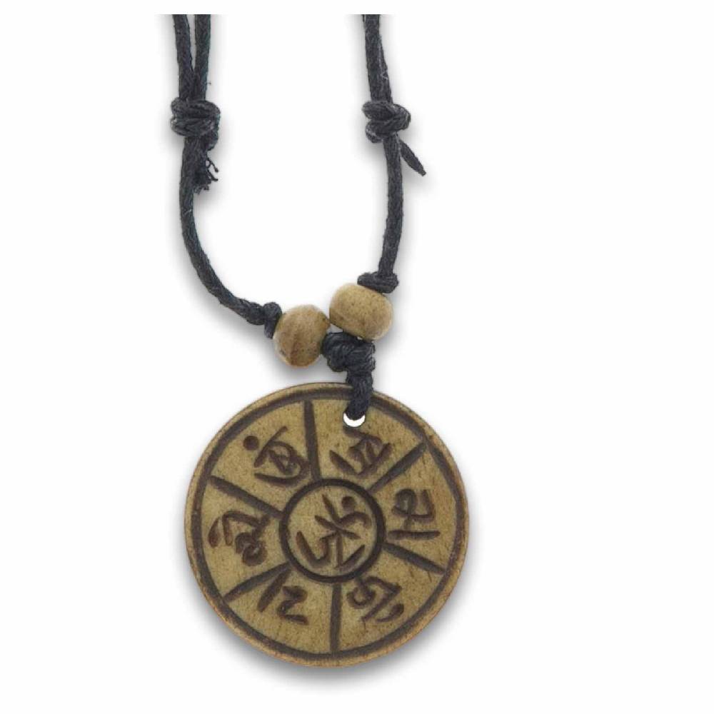 Kunst Und Magie Om Mantra Anhänger Amulett Braun ca. 3 cm Halskette Begrenzt auf 3 Tage