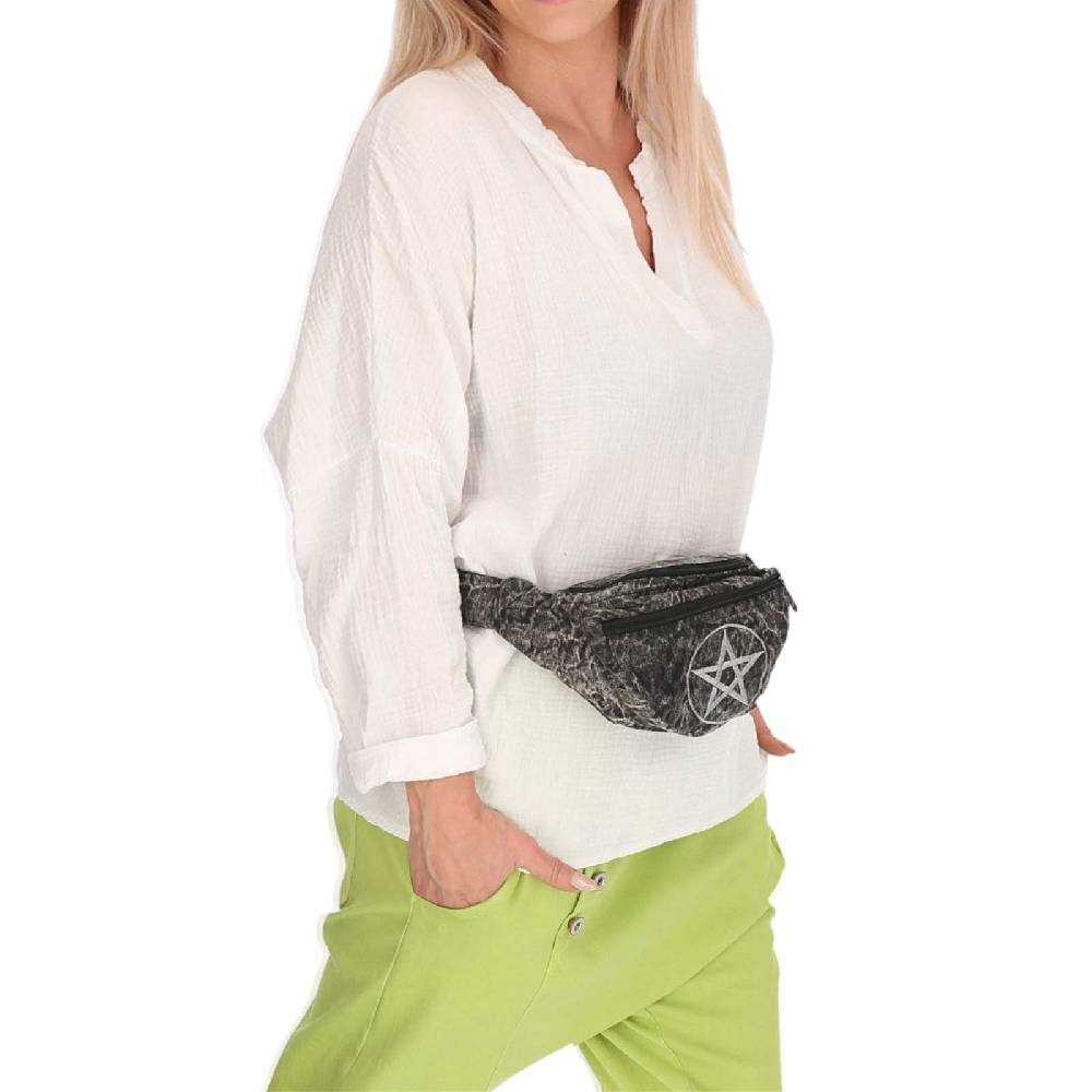 Kunst Und Magie Kunst und Magie Bauchtasche Bunte Boho Goa Crossbody Schulter Gürteltasche Hüfttasche Stonewashed Pentagramm Unisex Limitierter Zeitrabatt