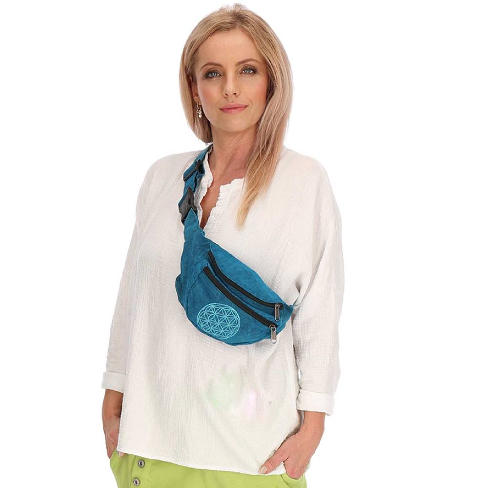 Kunst Und Magie Kunst und Magie Bauchtasche Bunte Boho Goa Crossbody Schulter Gürteltasche Hüfttasche Stonewashed Unisex Lebensblume Fabrik Onlineshop