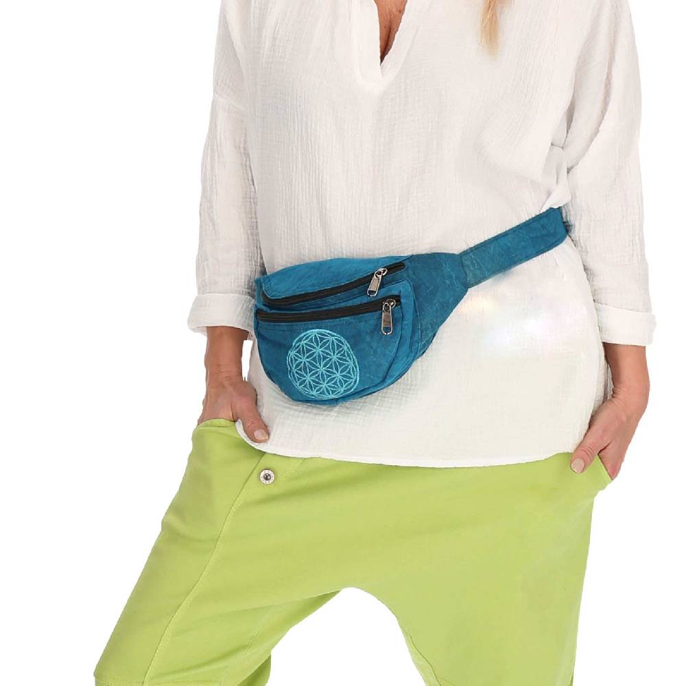 Kunst Und Magie Kunst und Magie Bauchtasche Bunte Boho Goa Crossbody Schulter Gürteltasche Hüfttasche Stonewashed Unisex Lebensblume Fabrik Onlineshop
