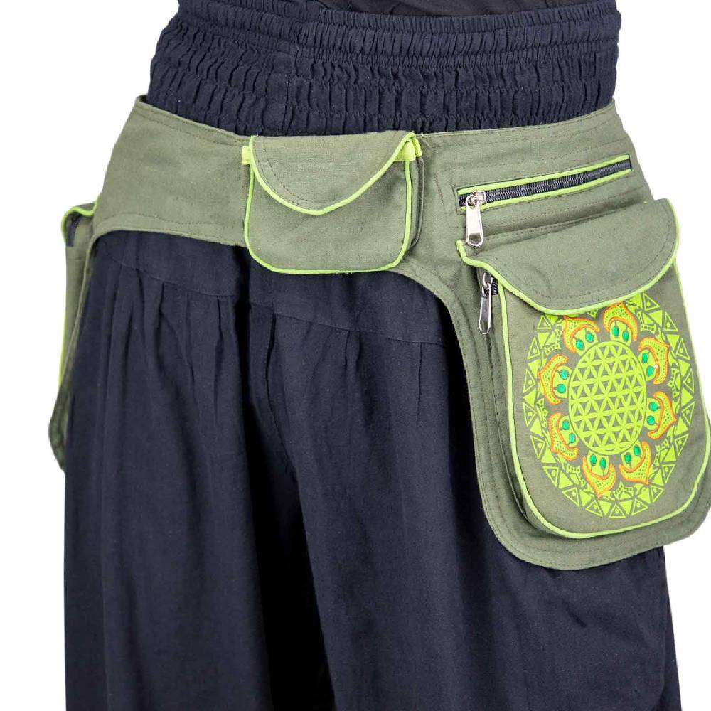 Kunst Und Magie KUNST UND MAGIE Doppel-Hüfttasche Bauchtasche Gürteltasche Bauchgurt Festivaltasche Blume des Lebens Versandkostenfrei