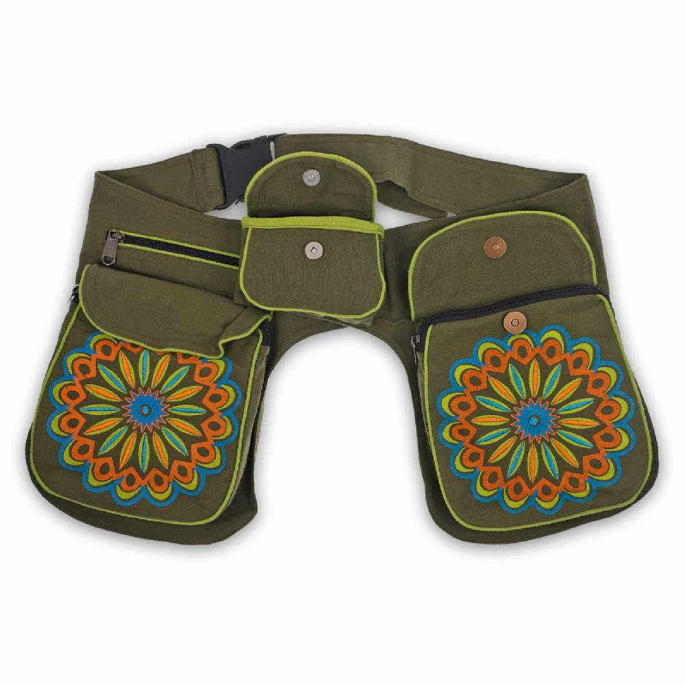 Kunst Und Magie KUNST UND MAGIE Mandala Doppel Bauchtasche Hüfttasche Mandala Gürteltasche Festivaltasche Sidebag Saisonschlussverkauf