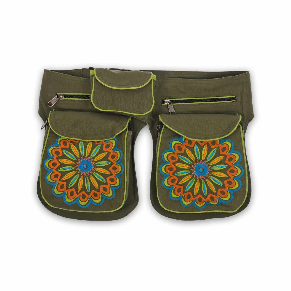 Kunst Und Magie KUNST UND MAGIE Mandala Doppel Bauchtasche Hüfttasche Mandala Gürteltasche Festivaltasche Sidebag Saisonschlussverkauf