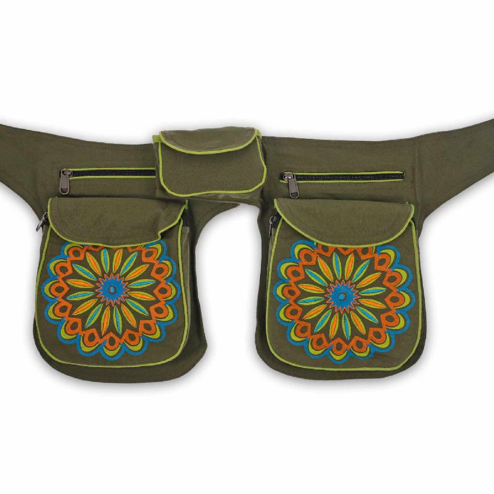 Kunst Und Magie KUNST UND MAGIE Mandala Doppel Bauchtasche Hüfttasche Mandala Gürteltasche Festivaltasche Sidebag Saisonschlussverkauf