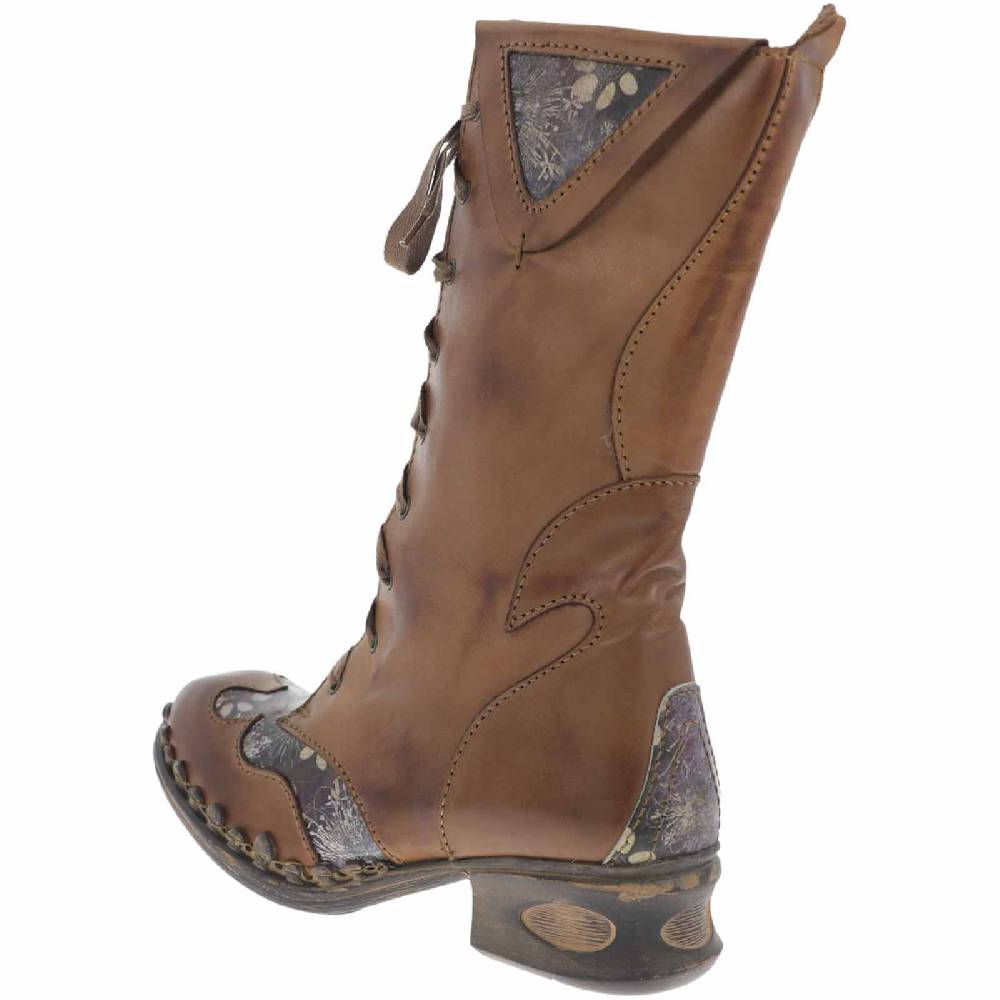 Kunst Und Magie Rovers Brauner Damen Stiefel mit Ziernähten 42015 Crust Costa Brauner Damen Boho Weihnachtsangebot