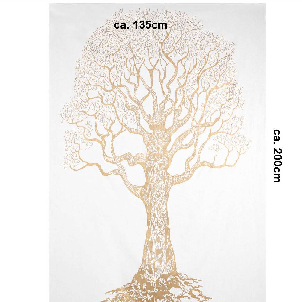 Kunst Und Magie Tagesdecke Wandbehang Deko Tuch Goldener Baum Lebensbaum ca. 200 x135cm Super Sparpreis