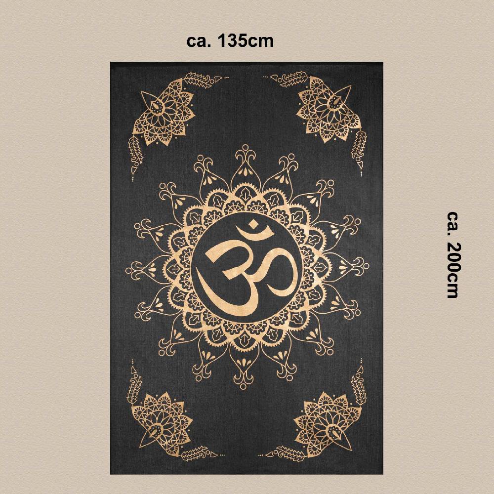 Kunst Und Magie Kunst und Magie Tagesdecke Wandbehang Deko Tuch Golden Om ca. 200 x135cm Neueste Stile