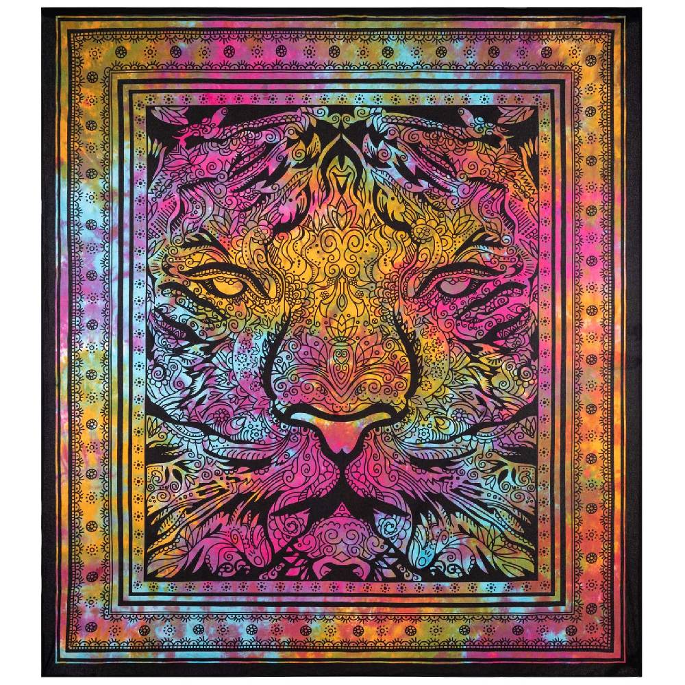 Kunst Und Magie Kunst und Magie Tagesdecke Wandbehang Deko Tuch Tiger Meditation ca. 200 x 225 cm Nur für heute