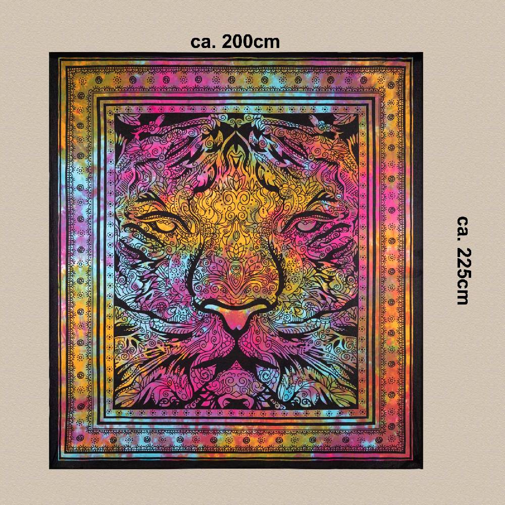Kunst Und Magie Kunst und Magie Tagesdecke Wandbehang Deko Tuch Tiger Meditation ca. 200 x 225 cm Nur für heute