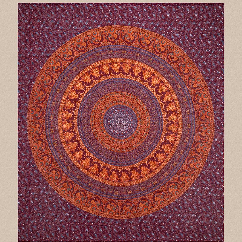 Kunst Und Magie Tagesdecke Wandbehang Mandala Deko Tuch Indisch Elefant XL ca. 200 x 230cm Bis zu 55% Rabatt