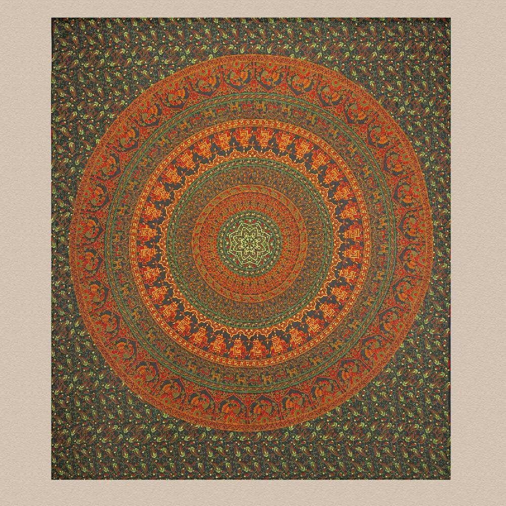 Kunst Und Magie Tagesdecke Wandbehang Mandala Deko Tuch Indisch Elefant XL ca. 200 x 230cm Discount Store für neue Produkte