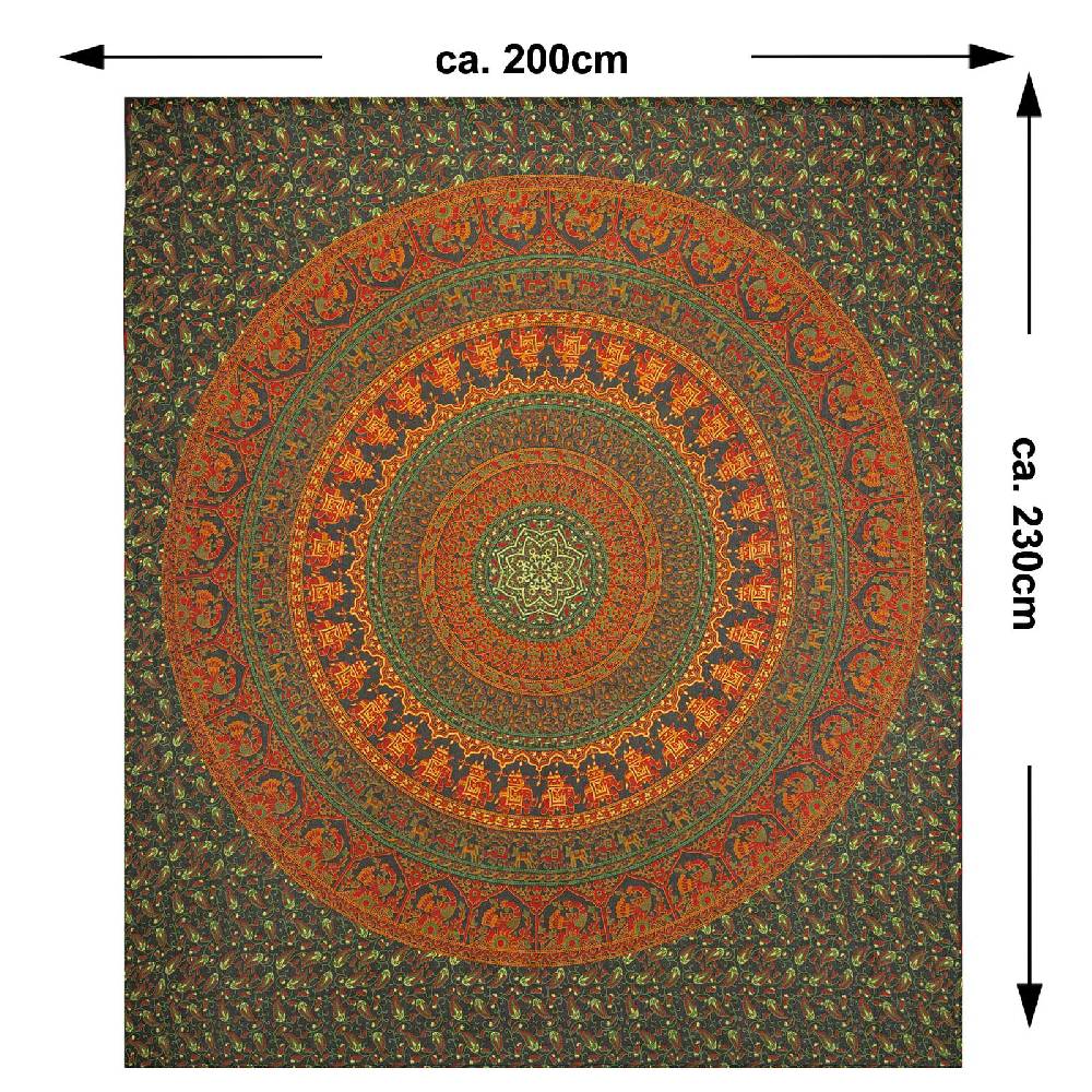 Kunst Und Magie Tagesdecke Wandbehang Mandala Deko Tuch Indisch Elefant XL ca. 200 x 230cm Discount Store für neue Produkte