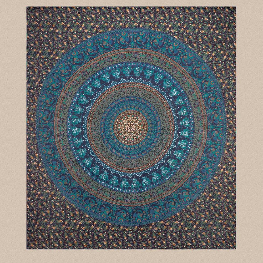 Kunst Und Magie Tagesdecke Wandbehang Mandala Deko Tuch Indisch Elefant XL ca. 200 x 230cm Nur noch ein Tag übrig