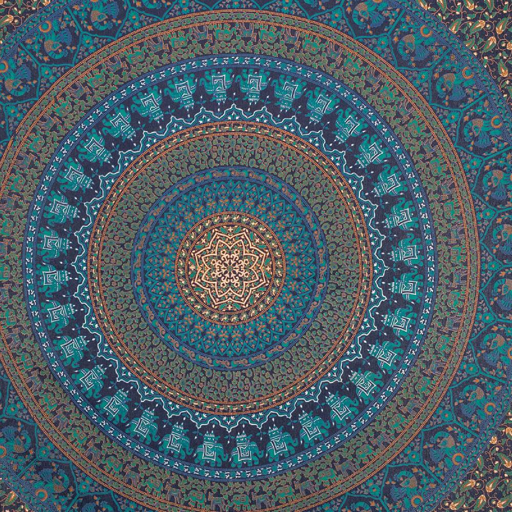 Kunst Und Magie Tagesdecke Wandbehang Mandala Deko Tuch Indisch Elefant XL ca. 200 x 230cm Nur noch ein Tag übrig