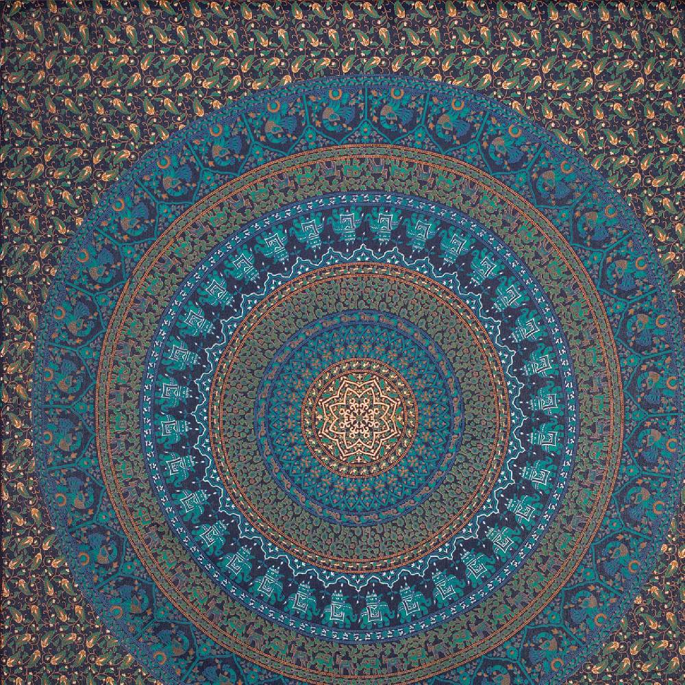 Kunst Und Magie Tagesdecke Wandbehang Mandala Deko Tuch Indisch Elefant XL ca. 200 x 230cm Nur noch ein Tag übrig