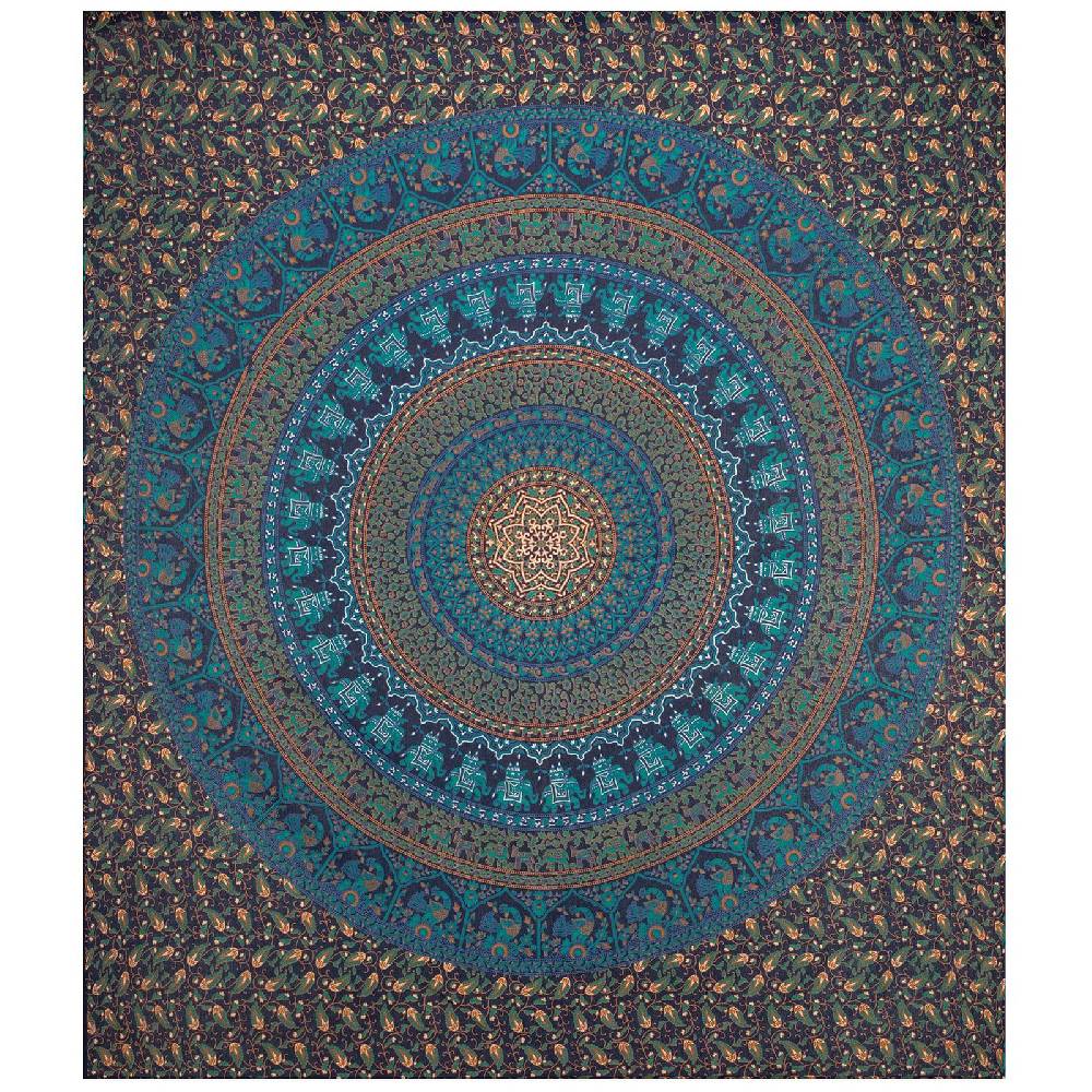 Kunst Und Magie Tagesdecke Wandbehang Mandala Deko Tuch Indisch Elefant XL ca. 200 x 230cm Nur noch ein Tag übrig