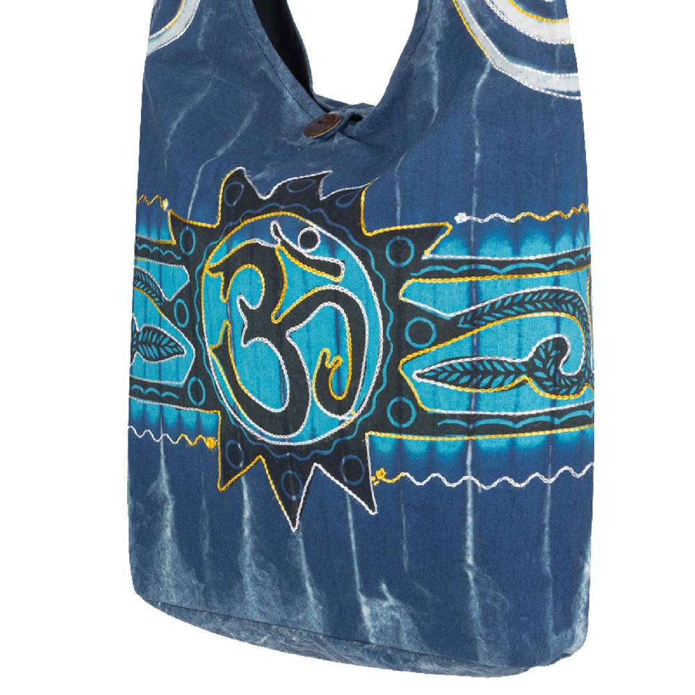 Kunst Und Magie Kunst und Magie Batik Schultertasche Umhängetasche mit Om Motiv Blau 50% Rabatt mit kostenlosem Versand