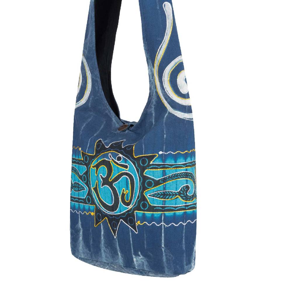 Kunst Und Magie Kunst und Magie Batik Schultertasche Umhängetasche mit Om Motiv Blau 50% Rabatt mit kostenlosem Versand