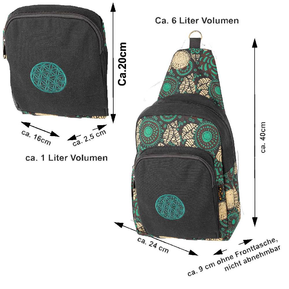 Kunst Und Magie Kunst und Magie Sling Bag Lebensblume Schultertasche Hippie Goa Bodybag crossbody Rucksack Bunt M Clearance-Verkauf