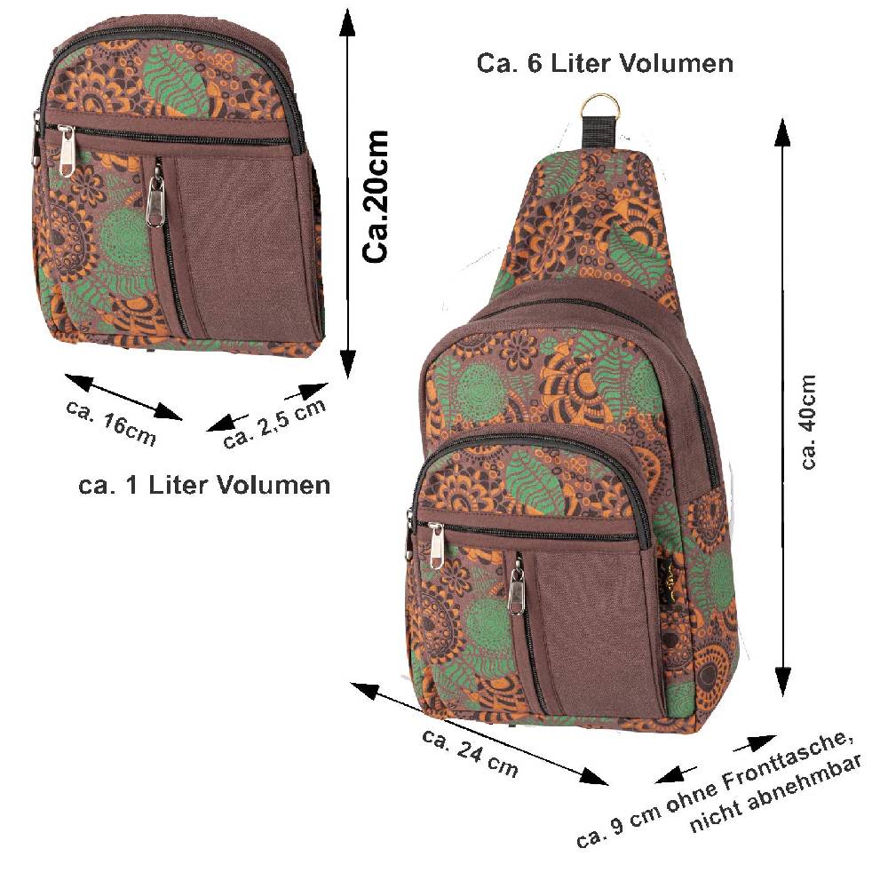 Kunst Und Magie Kunst und Magie Sling Bag Schultertasche Hippie Goa Bodybag crossbody Rucksack Bunt M Kostenloser Versand international