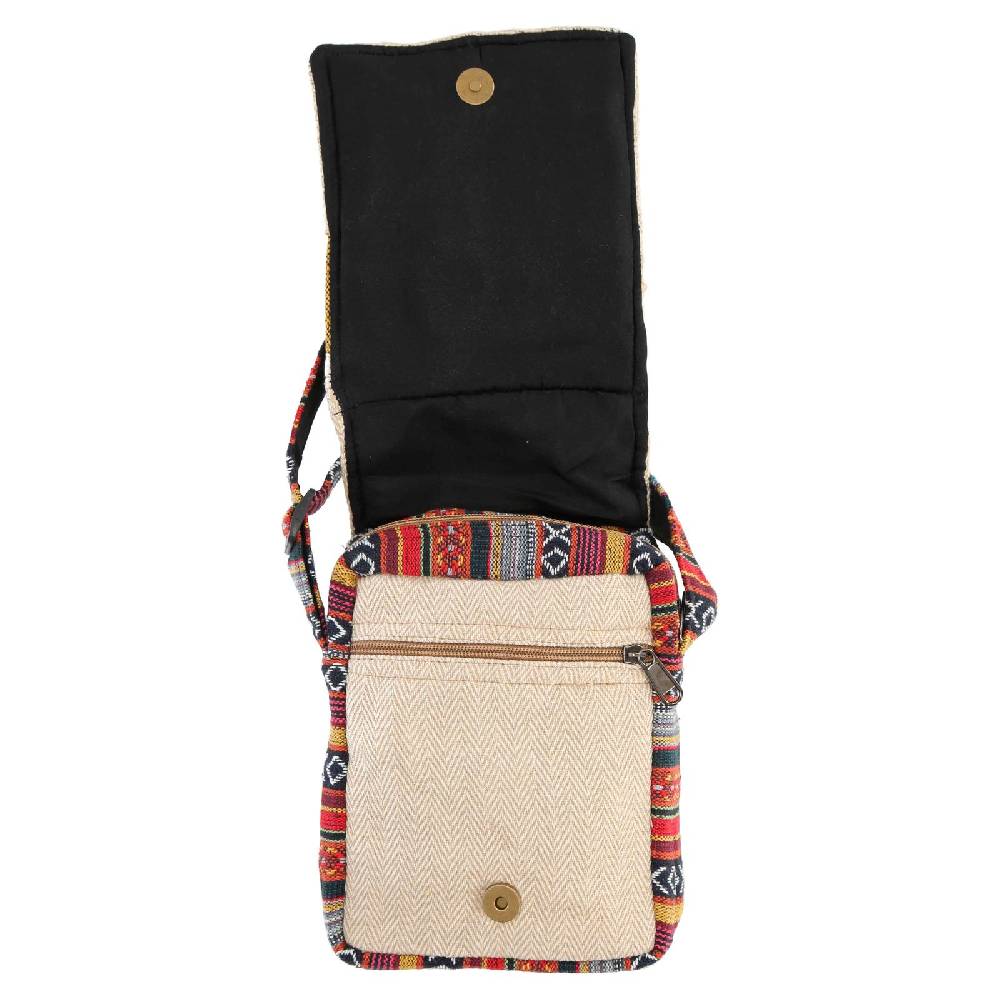 Kunst Und Magie kleine Hanf Schultertasche Hippie Handtasche Goa Tasche mit Schulterriemen Damen Herren Im Verkauf