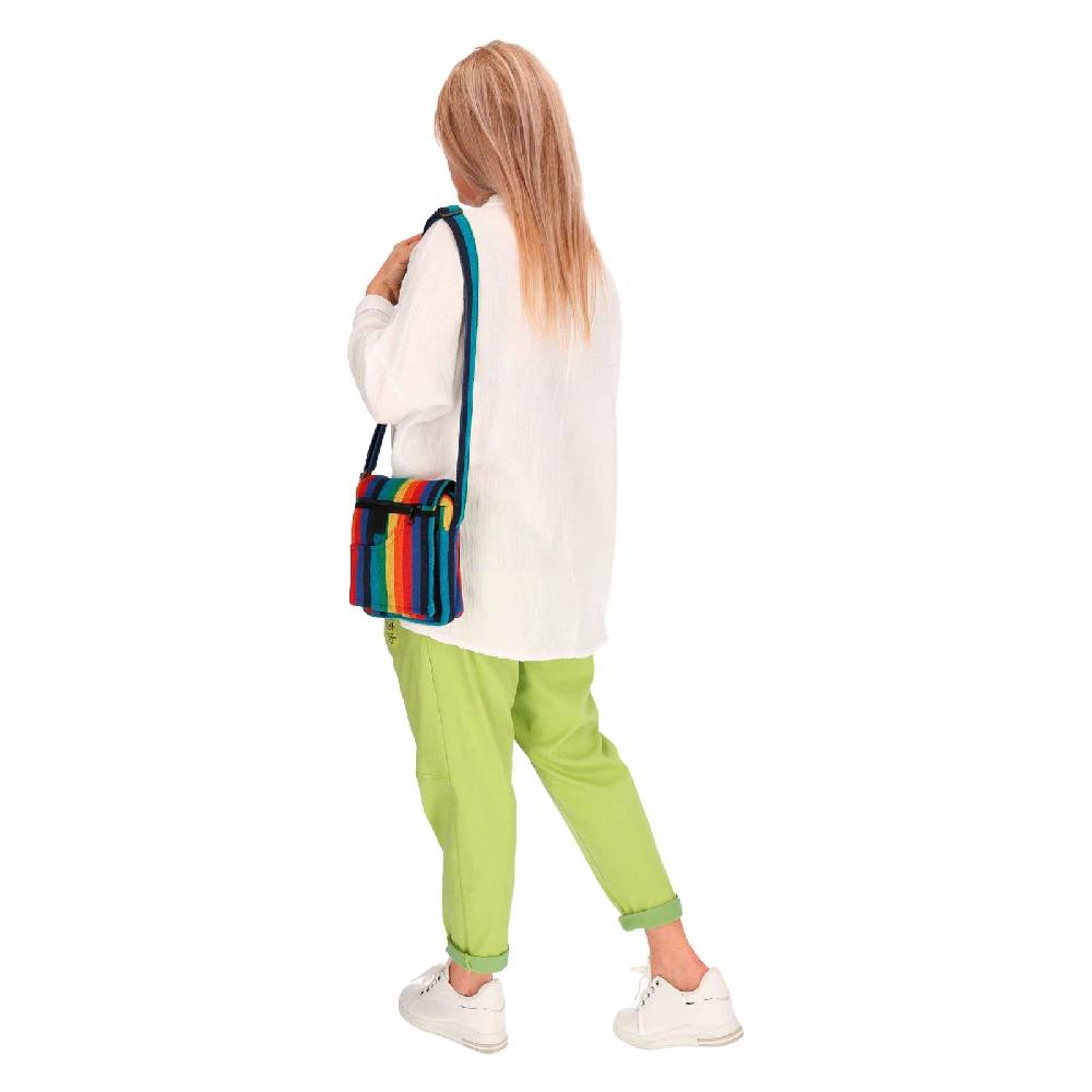 Kunst Und Magie kleine Regenbogen Schultertasche Hippie Handtasche Goa Tasche mit Schulterriemen Damen Herren Rainbow 2025