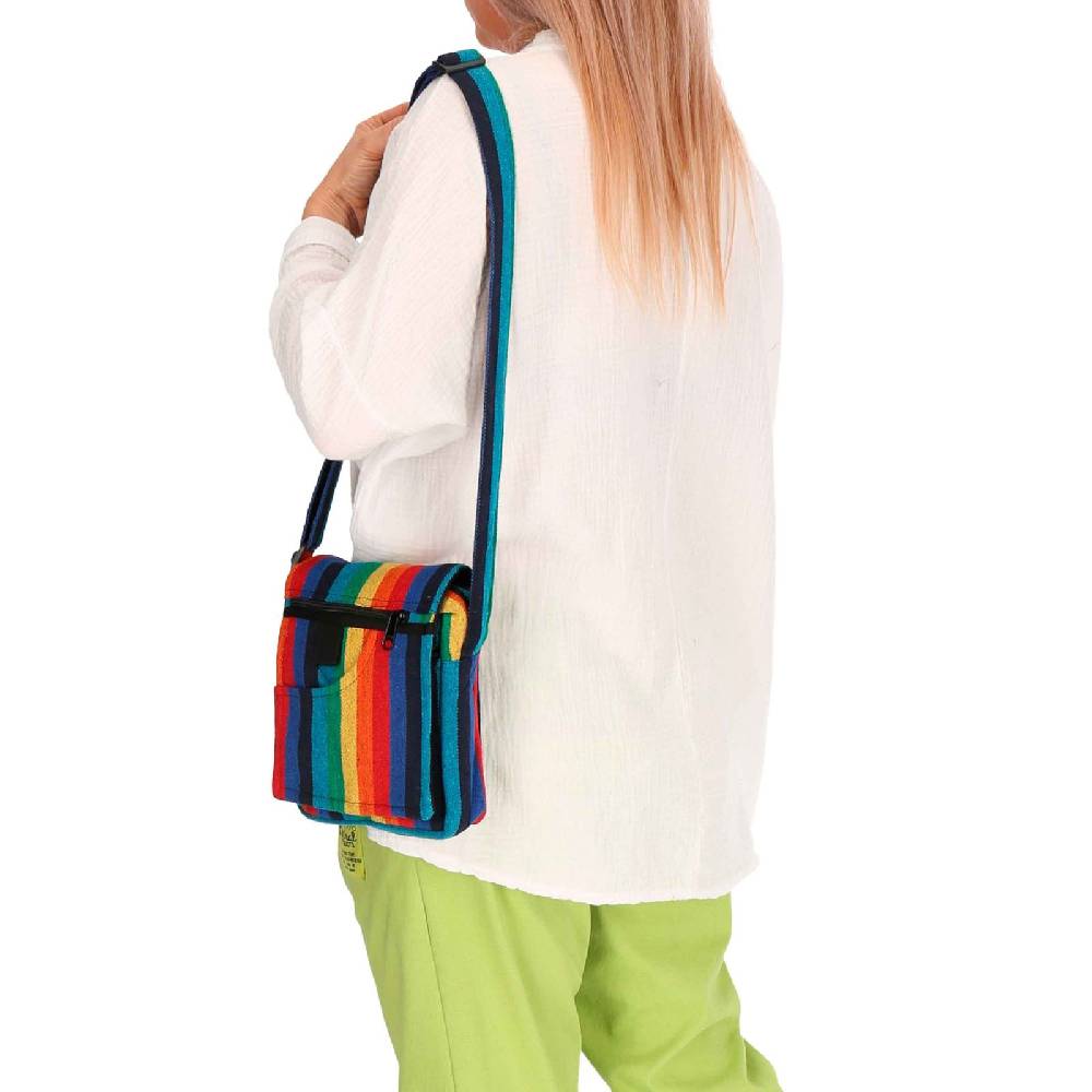 Kunst Und Magie kleine Regenbogen Schultertasche Hippie Handtasche Goa Tasche mit Schulterriemen Damen Herren Rainbow 2025